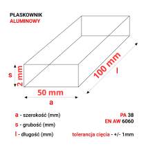 Alu Flachstange 50x2mm