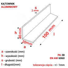 Alu Winkel L-Profil 40x20x2mm