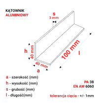 Alu Winkelprofil 40x40x3mm