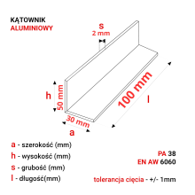 Alu Winkelprofil 50x30x2mm