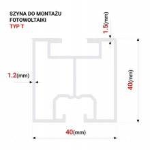 Profil aluminiowy fotowoltaika 40x40 Typ T 180cm