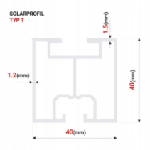 Profil aluminiowy fotowoltaika 40x40 Typ T 180cm