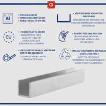 Aluminium U-Profil 20x20x20x2mm