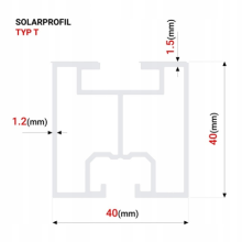 Photovoltaik Aluminiumprofil 40x40 Typ T 150cm