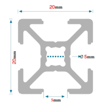 Aluminiumprofil 20x20 [5] R 180cm