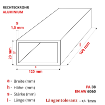 Rechteckrohr 120x20x1,5mm