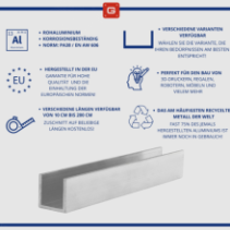 Aluminium U-Profil 40x40x40x2mm