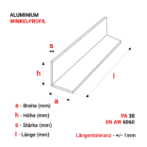 Alu Winkel L-Profil 40x20x2mm
