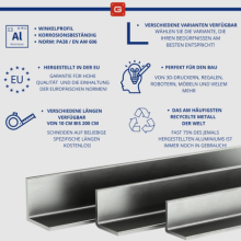 Alu Winkel L-Profil 40x20x2mm