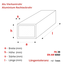 Alu Vierkantrohr 30x30x2mm
