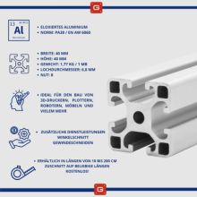 Aluminium Konstruktionsprofil 40x40 [8] R 230cm