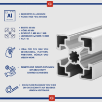Konstruktionsprofil 45x45 [10] R 240cm