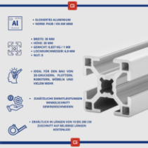 Aluminiumprofil 30x30 [8] R 270cm