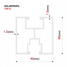 Photovoltaik Alu Profil 40x40 Typ S 300cm