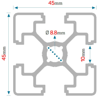 Alu Konstruktionsprofil 45x45 [10] R 150cm