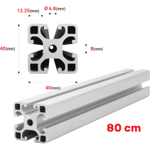 Aluminium Konstruktionsprofil 40x40 [8] R 80cm