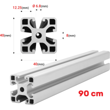Aluminium Konstruktionsprofil 40x40 [8] R 90cm