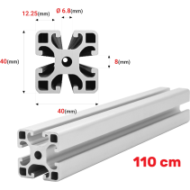 Aluminium Konstruktionsprofil 40x40 [8] R 110cm