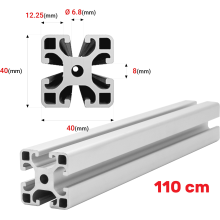Aluminium Konstruktionsprofil 40x40 [8] R 110cm