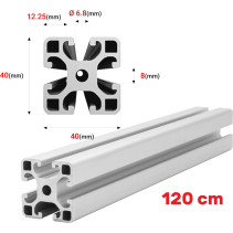Aluminium Konstruktionsprofil 40x40 [8] R 120cm