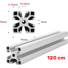 Aluminium Konstruktionsprofil 40x40 [8] R 120cm